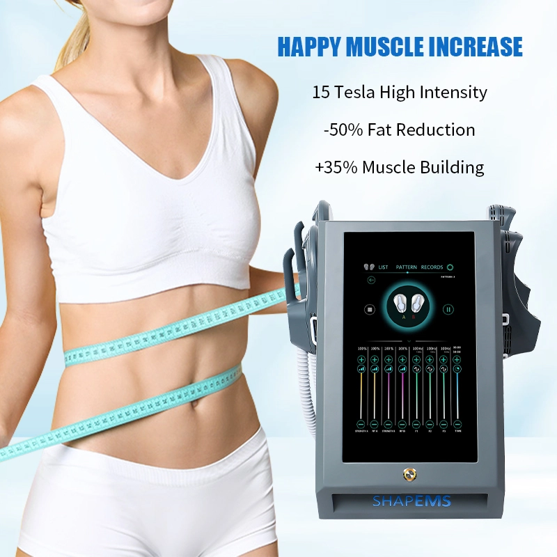 Woman-measuring-waist-with-tape-next-to-a-Shapems-muscle-building-machine. - HUIMAIN Woman measuring waist with tape next to a Shapems muscle building machine. - HUIMAIN
