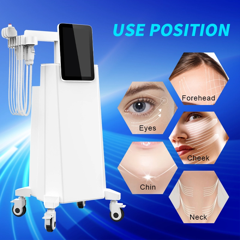 Image of a professional facial treatment machine showcasing its use positions on the face and neck. - HUIMAIN